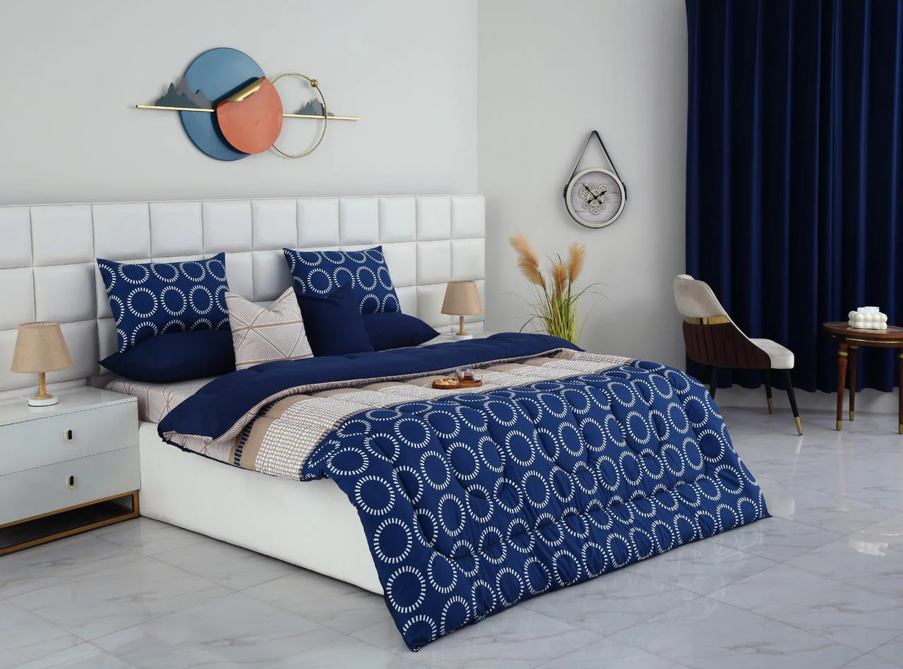8 PCs Winter Razai Set-Starry Nights(With Blue Reverse) - Image 2