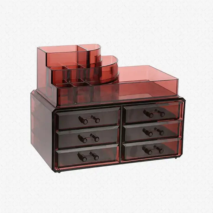Acrylic 6 Drawers Makeup Organizer-(5300)Burgundy - Image 3