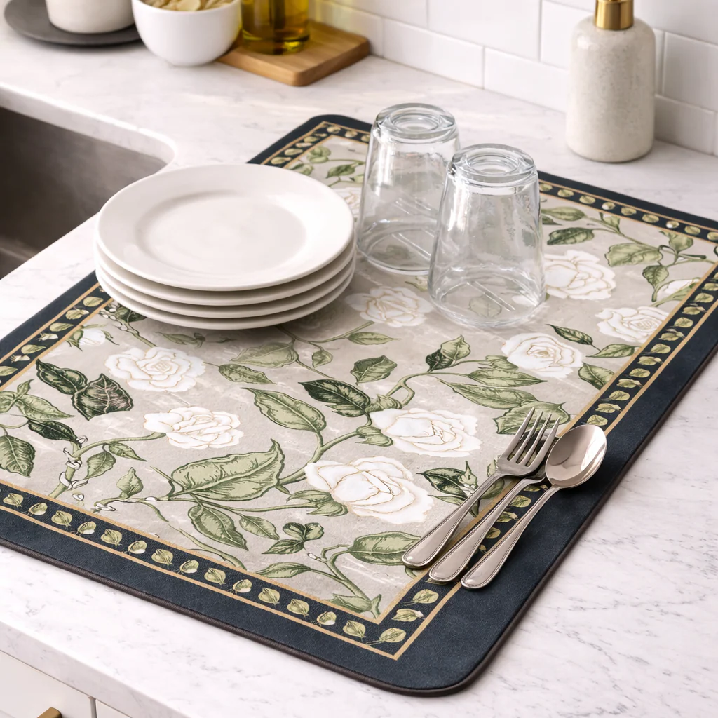 Anti Slip Dish Drying Mat-Daisy