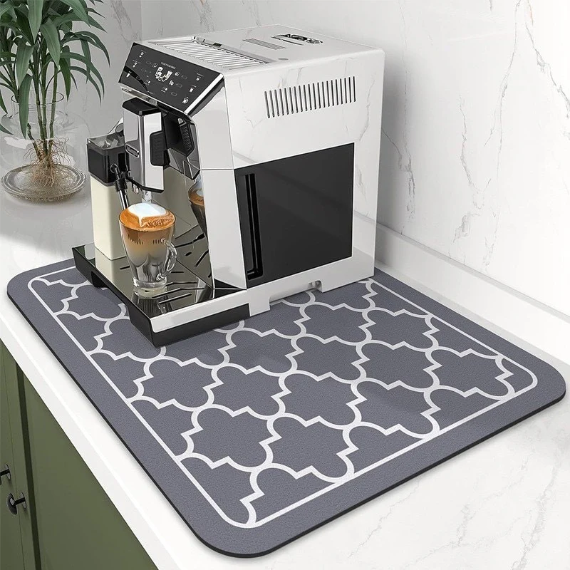 Anti Slip Dish Drying Mat-Grey Geometric