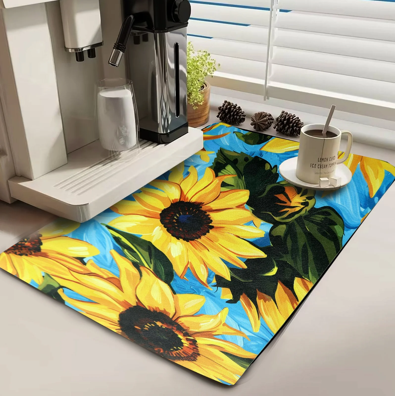 Anti Slip Dish Drying Mat-Sun Flower(SA2553)