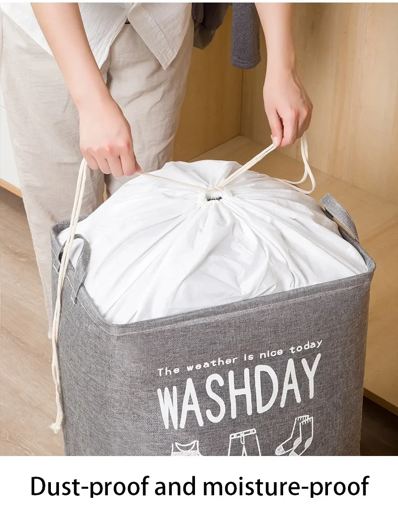 Eva Collapsible Laundry Basket Wash Day(1948)-Grey - Image 14