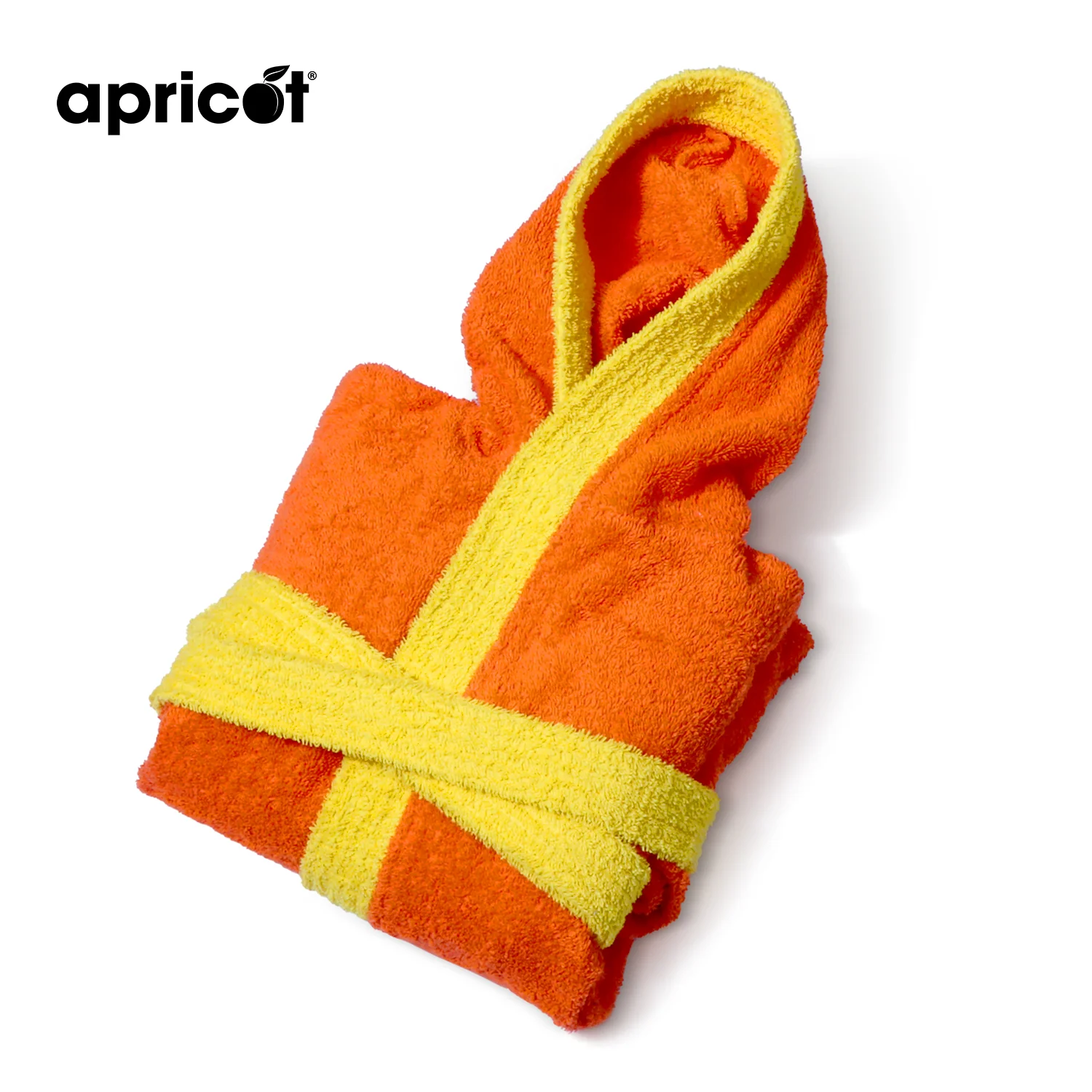 Cotton Kid's Bathrobe-Orange Over Yellow - Image 2