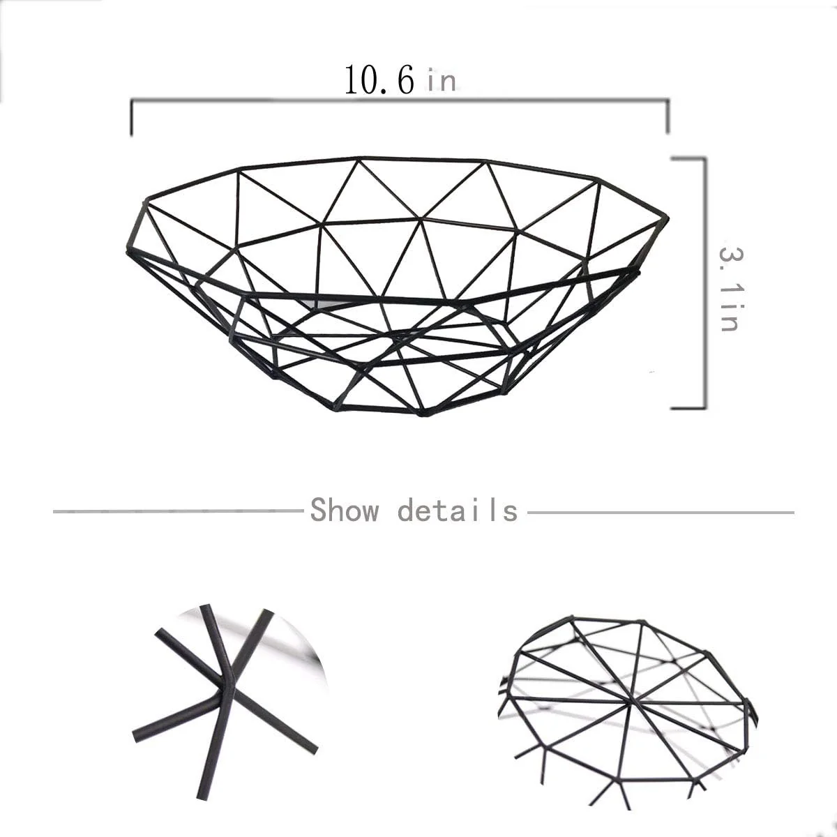 Creative Iron Fruit Basket-(5291) Black - Image 3