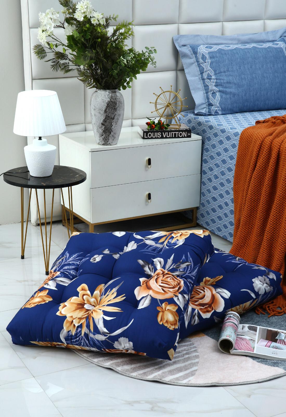 Digital Printed Square Floor Cushions-Ethnic Flowers - Image 12