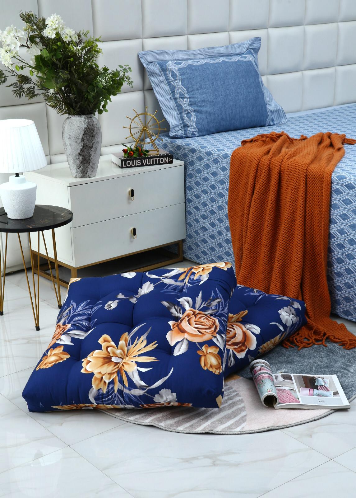 Digital Printed Square Floor Cushions-Ethnic Flowers - Image 9