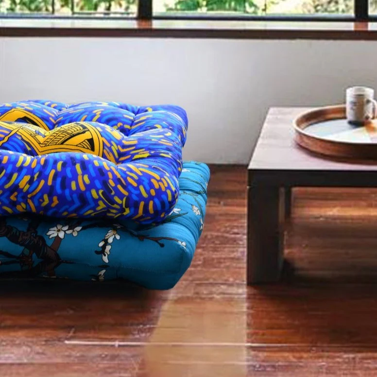 Digital Printed Square Floor Cushions- Van Gogh Boat - Image 2