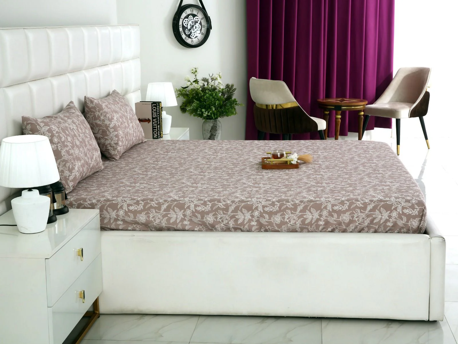 Fitted Bed Sheet-White Peonies - Image 3