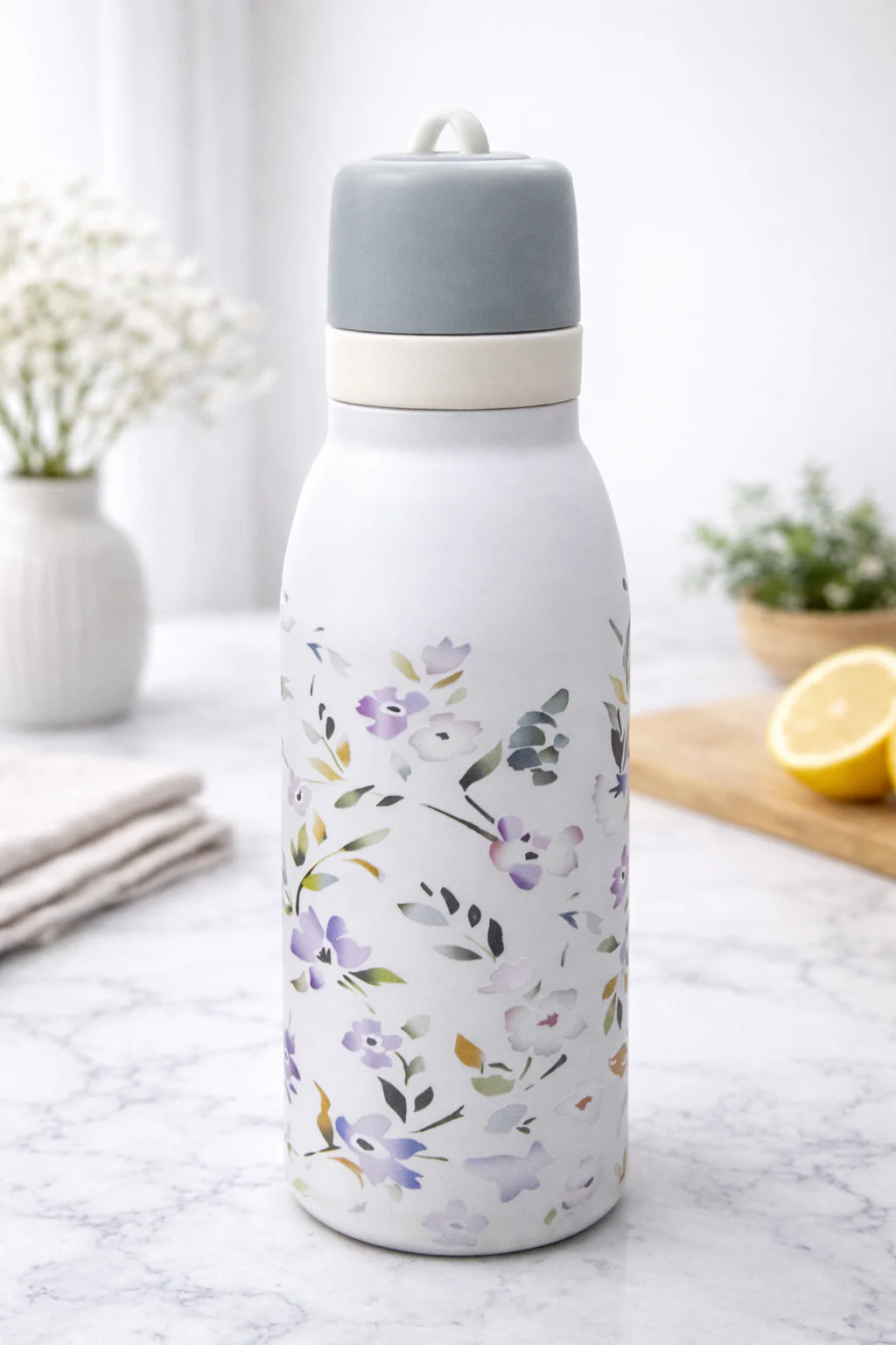Insulated Stainless Steel Water Bottle (SA2510-150)Tropical Floral White - Image 2