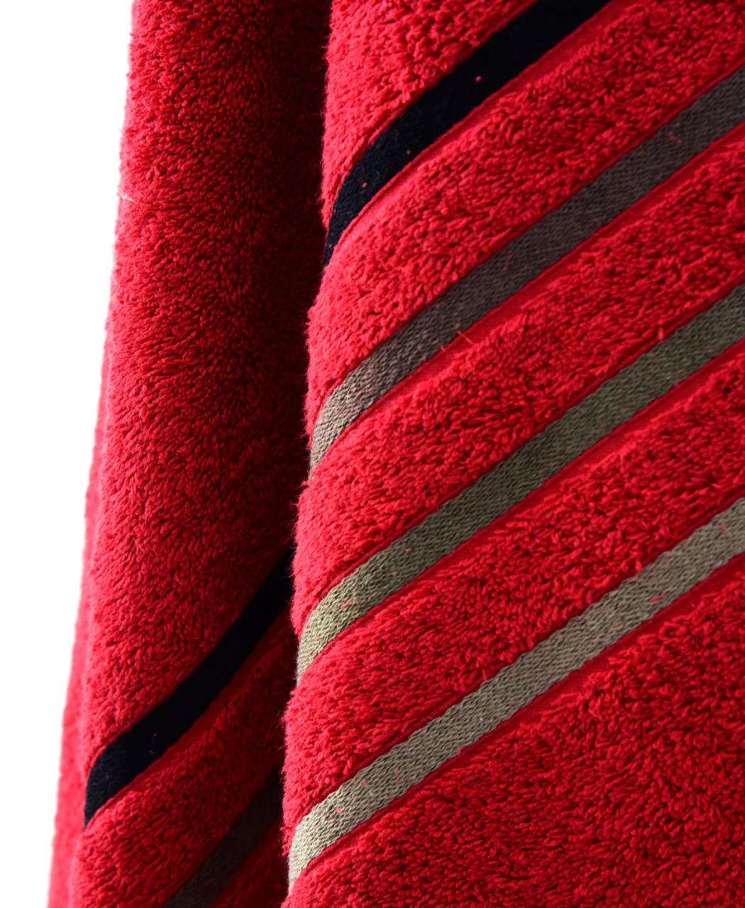 Cotton Towel With Jacquard Stripe(1896) - Burgundy - Image 3