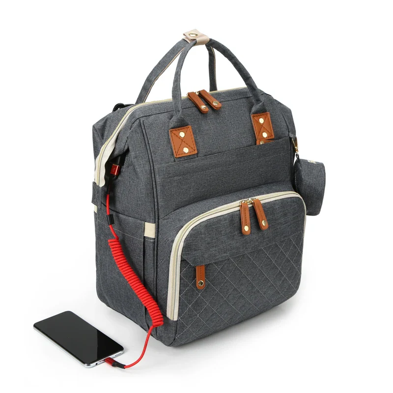 Large Diaper Backpack-SA2408-274(Grey) - Image 16