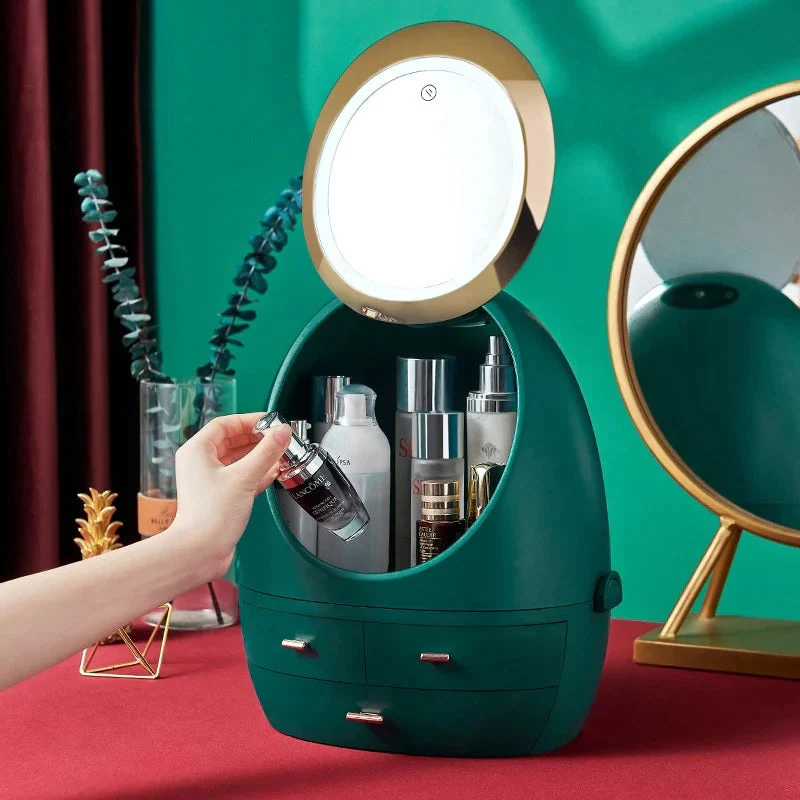 LED Mirror Curvy Cosmetics Storage Box - Image 3