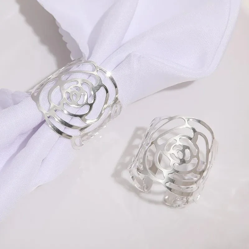 Metal Napkin Holders (5098)-Silver Rose