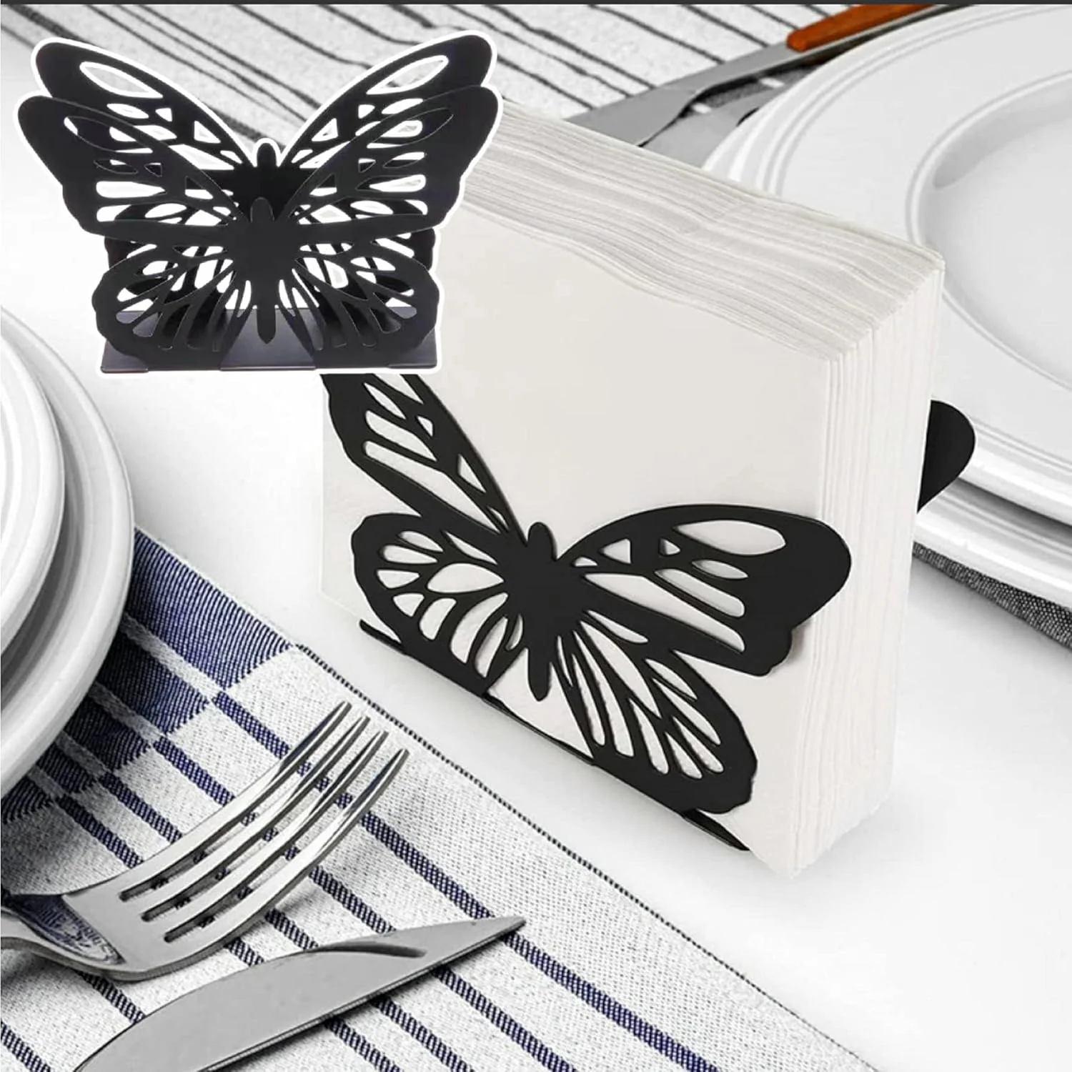 Metallic Napkins & Tissue Holder-Butterfly(SA2408-129) - Image 2