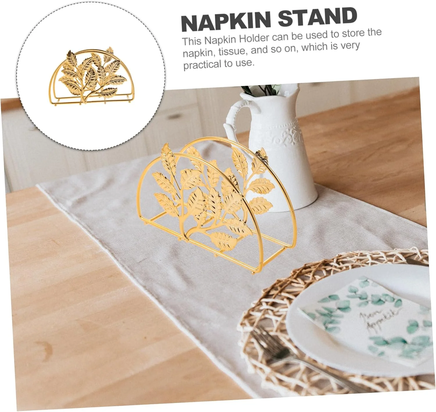 Metallic Napkins & Tissue Holder-Wheat(SA2408-133) - Image 6