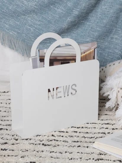 Metallic Newspaper Rack(SA2405-59)-White - Image 5