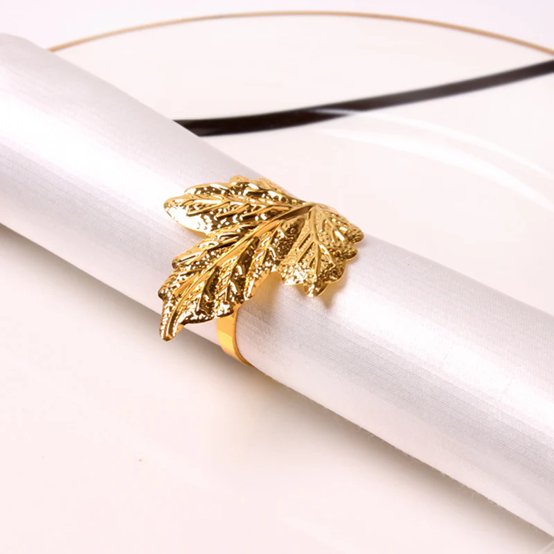Napkin Holder Rings-Golden Mepal Leaf - Image 3