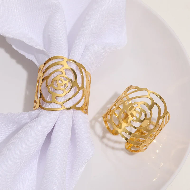 Napkin Holder Rings-Hollow(Golden) - Image 9