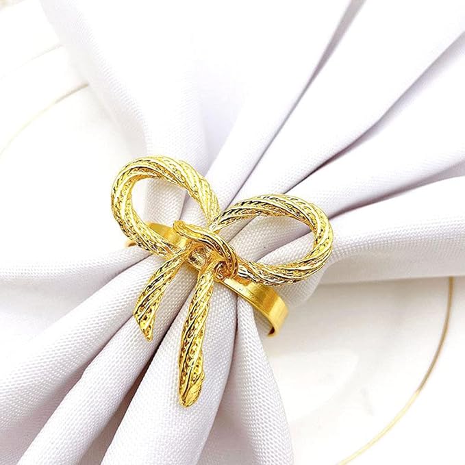 Napkin Holder Rings-Metal Bow(Gold) - Image 3