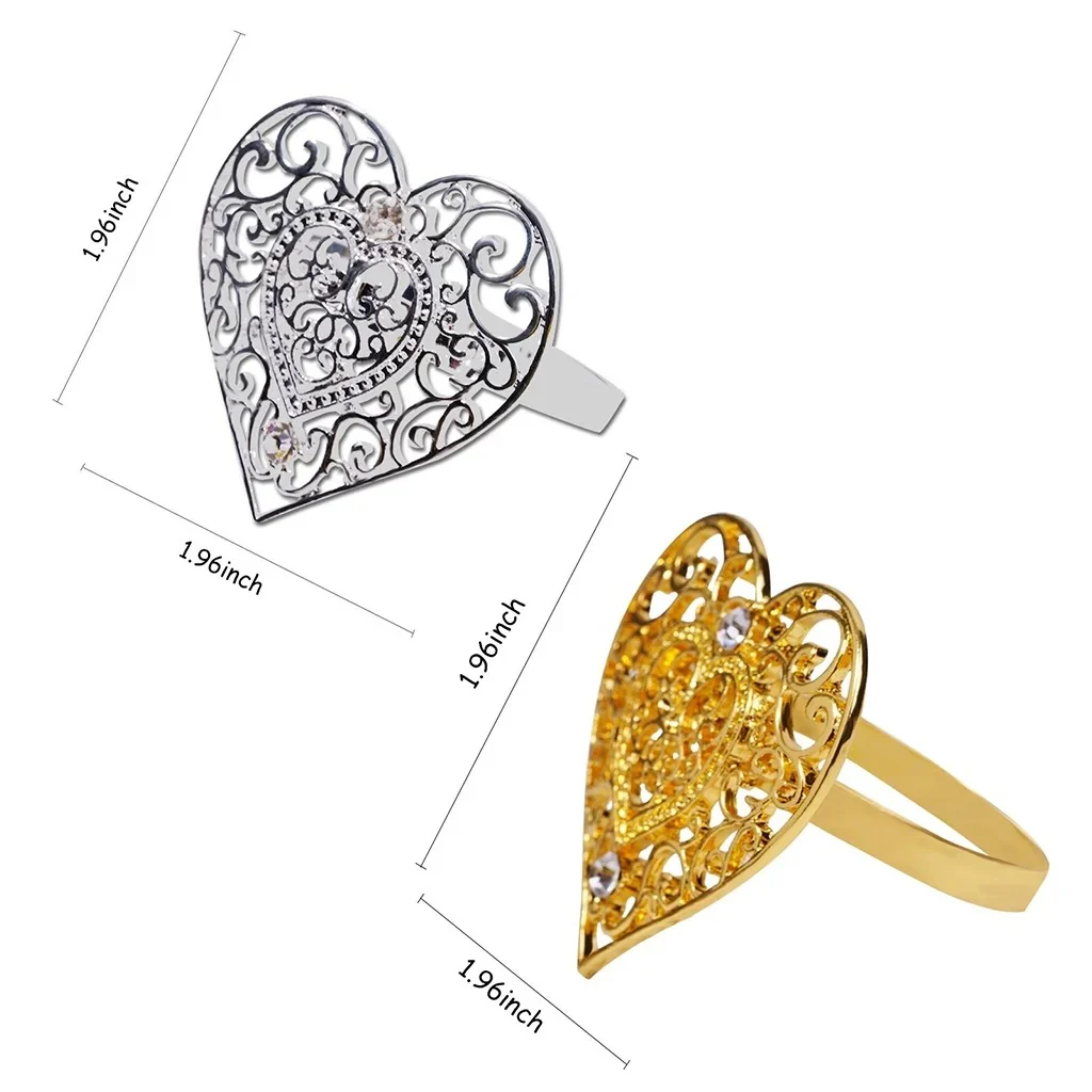 Napkin Holder Rings-Pearls Heart(Gold) - Image 3