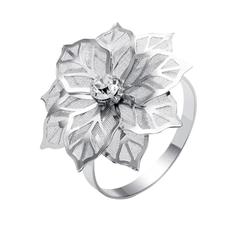 Napkin Holder Rings-Silver Flower - Image 4