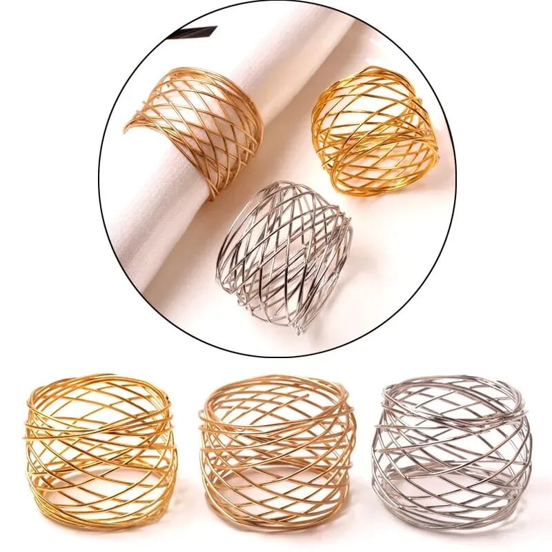 Napkin Holder Rings-Wire Mesh Golden - Image 4