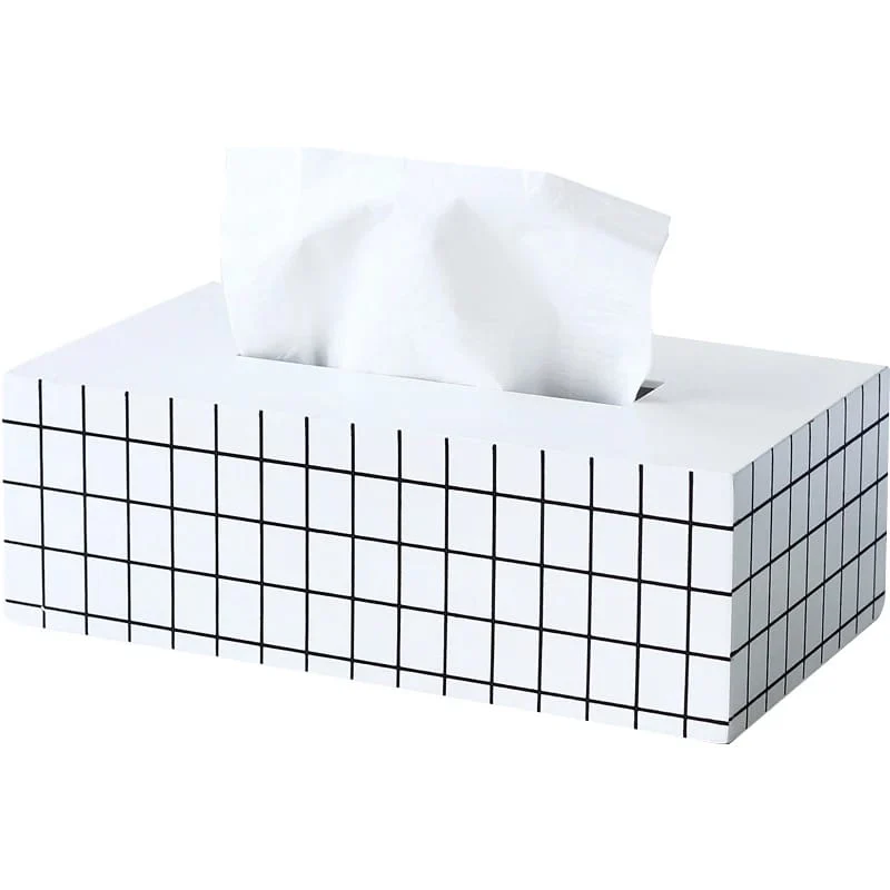 Nordic Style Wooden Tissue Box-Line Gird(SA2405-26) - Image 4