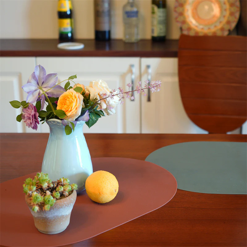 2PCs Oval Shape Leather Placemat - Image 6