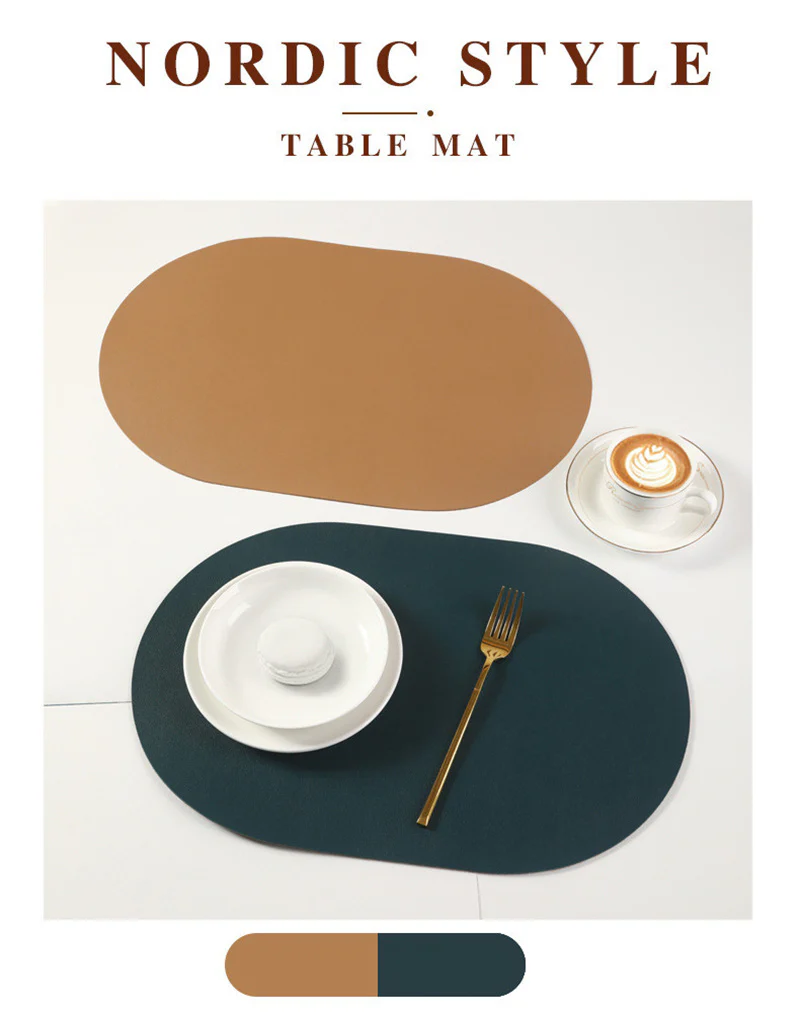 2PCs Oval Shape Leather Placemat - Image 7
