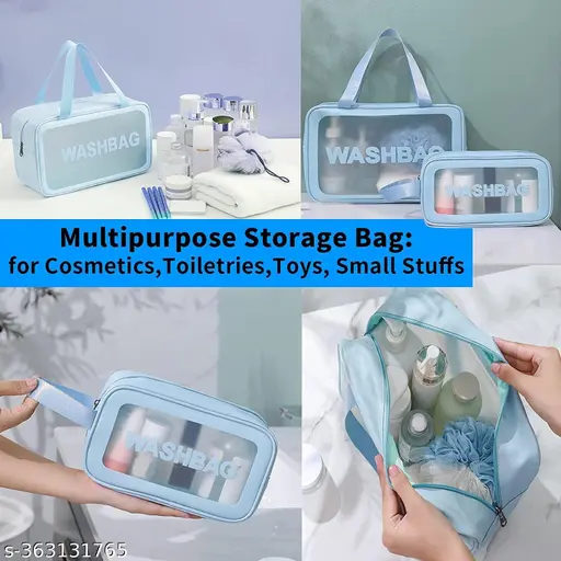 Portable Makeup Organizer Bag WASHBAG-Blue Large(SA2405-123) - Image 4