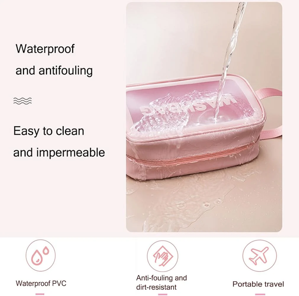 Portable Makeup Organizer Bag WASHBAG-(5738)Pink Small(SA2405-118) - Image 6