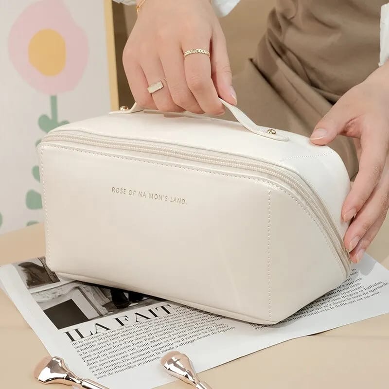 Portable PU Makeup Powder Waterproof Multifunctional Bag-14265Cream(SA2403-21) - Image 21