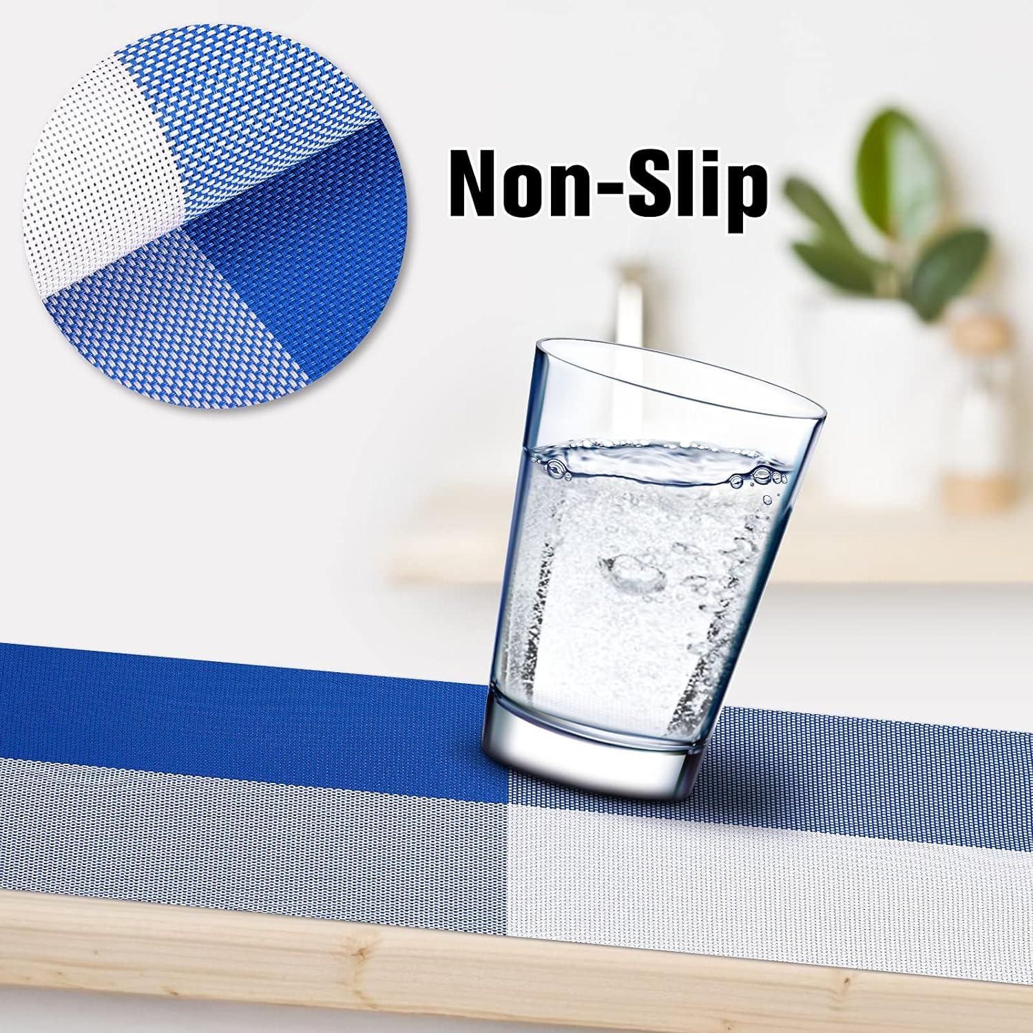PVC Table Place Mats-Blue Check - Image 10