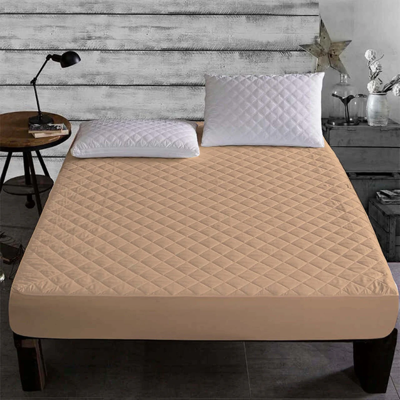 Quilted Waterproof Mattress Protector-beige - Image 2