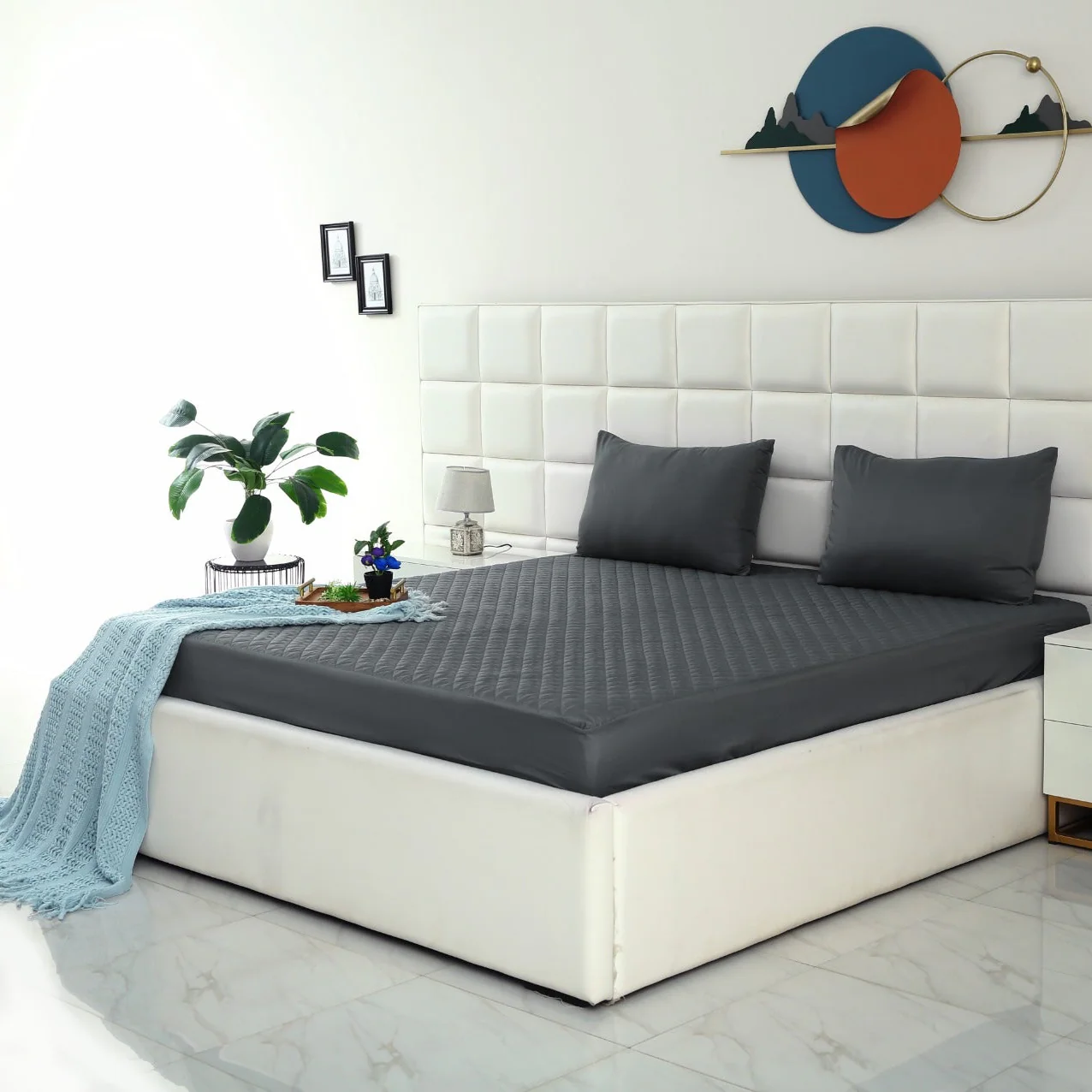 Quilted Waterproof Mattress Protector-GERY
