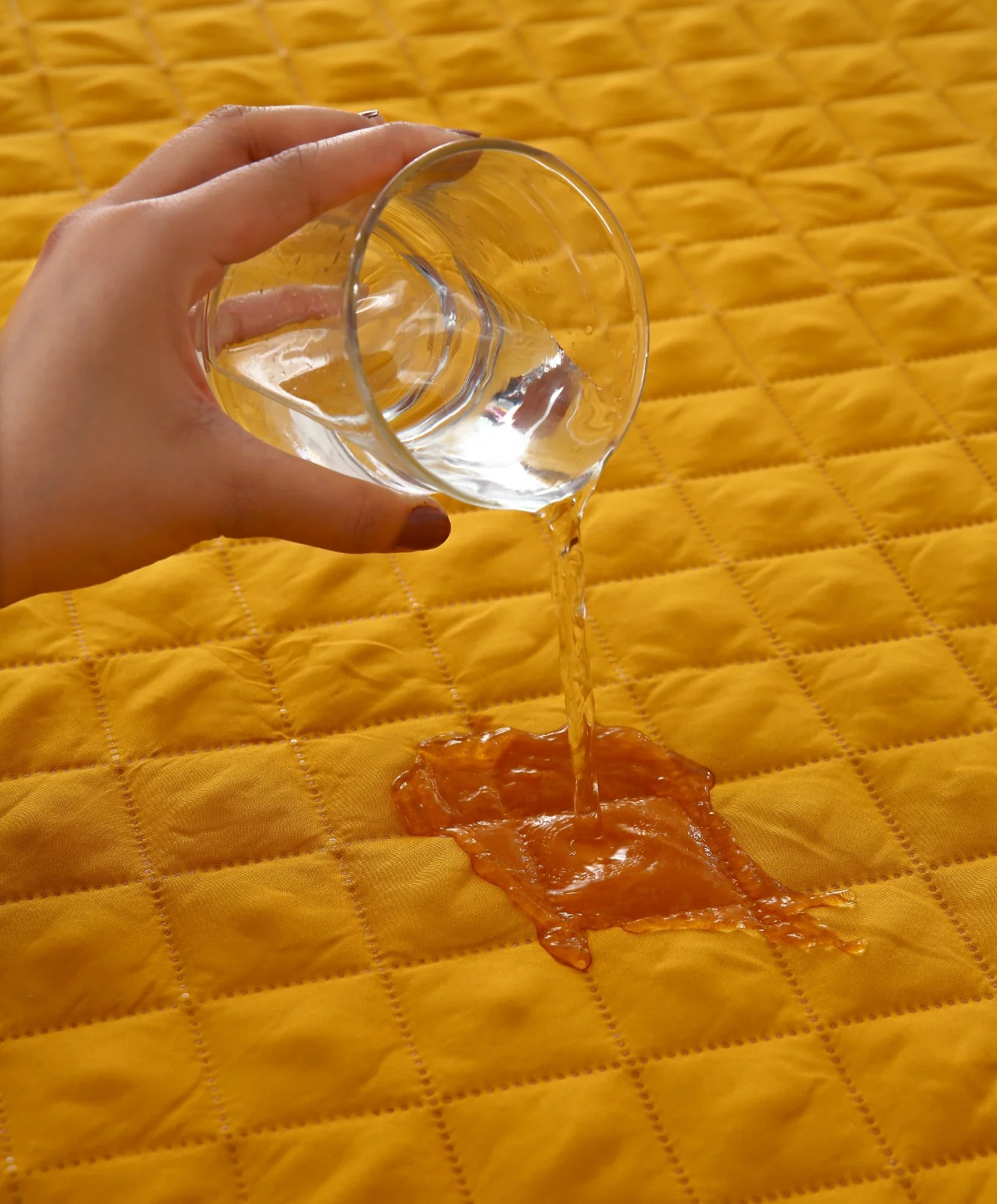 Quilted Waterproof Mattress Protector-Mustard - Image 2