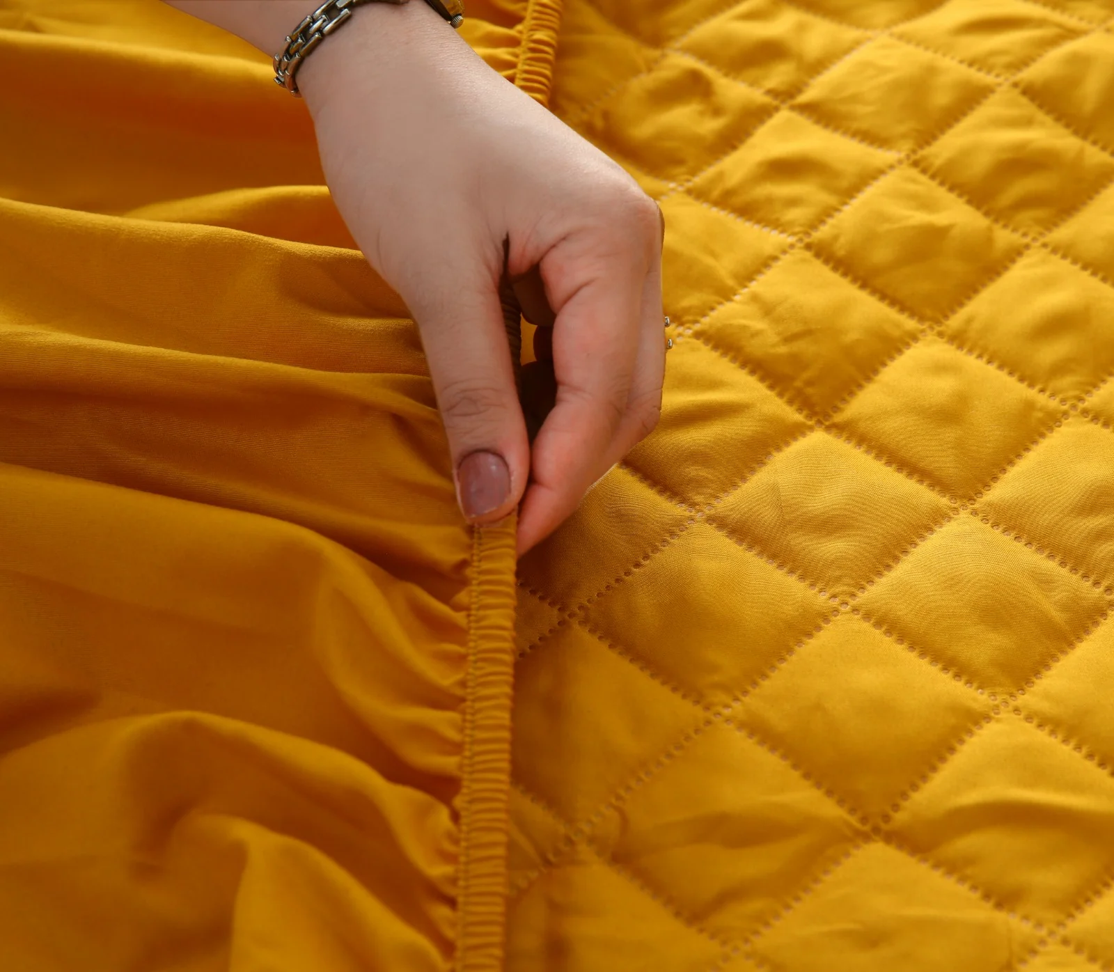 Quilted Waterproof Mattress Protector-Mustard - Image 6