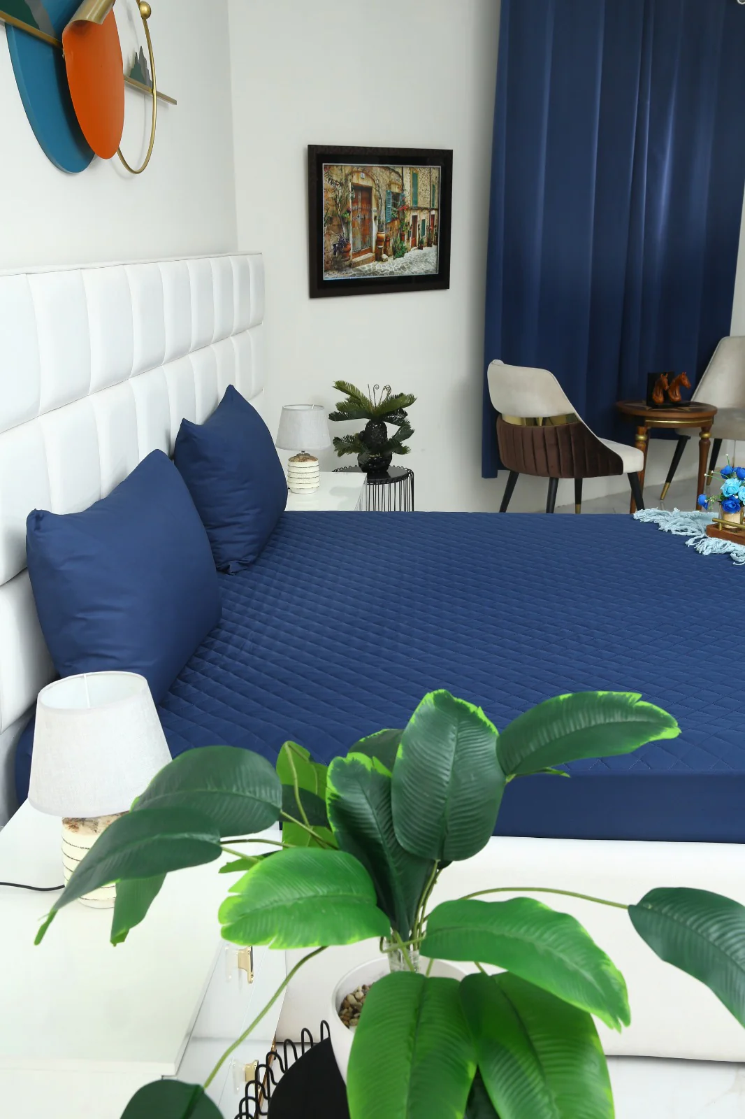 Quilted Waterproof Mattress Protector-Navy Blue - Image 4