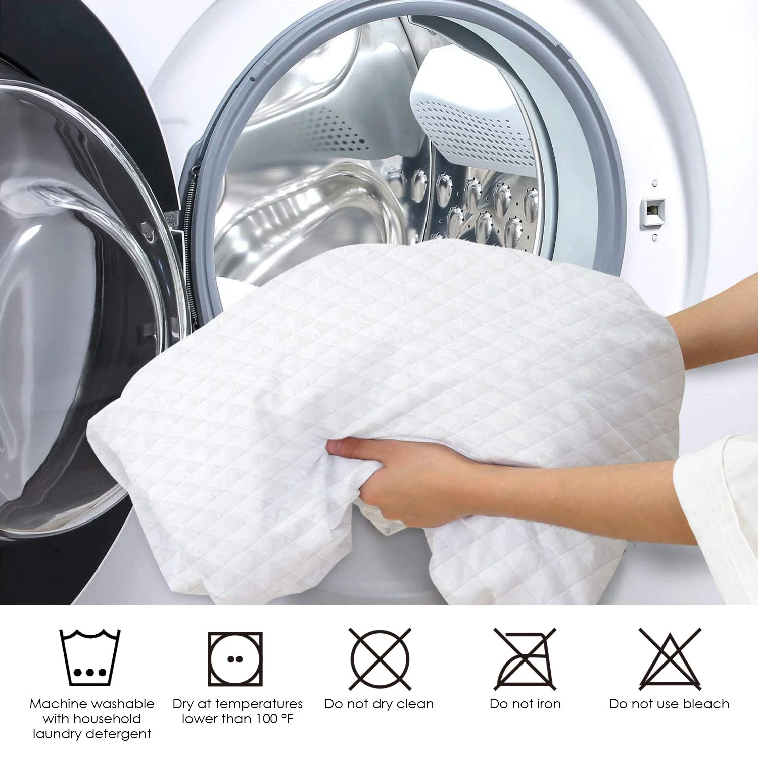 Quilted Waterproof Mattress Protector-White - Image 4