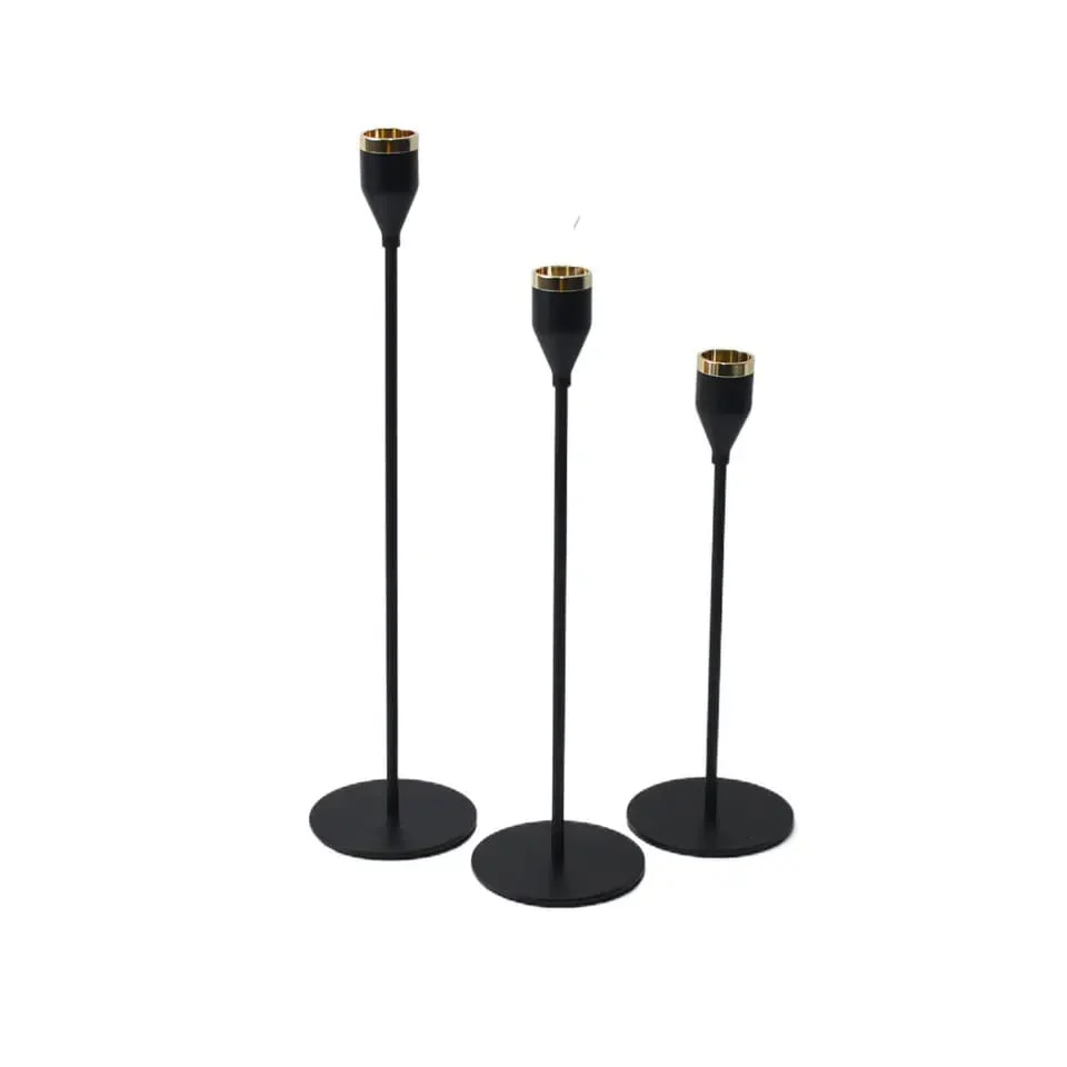 Set of 3 Metal Candle Holder-Black Cups(2102) - Image 5