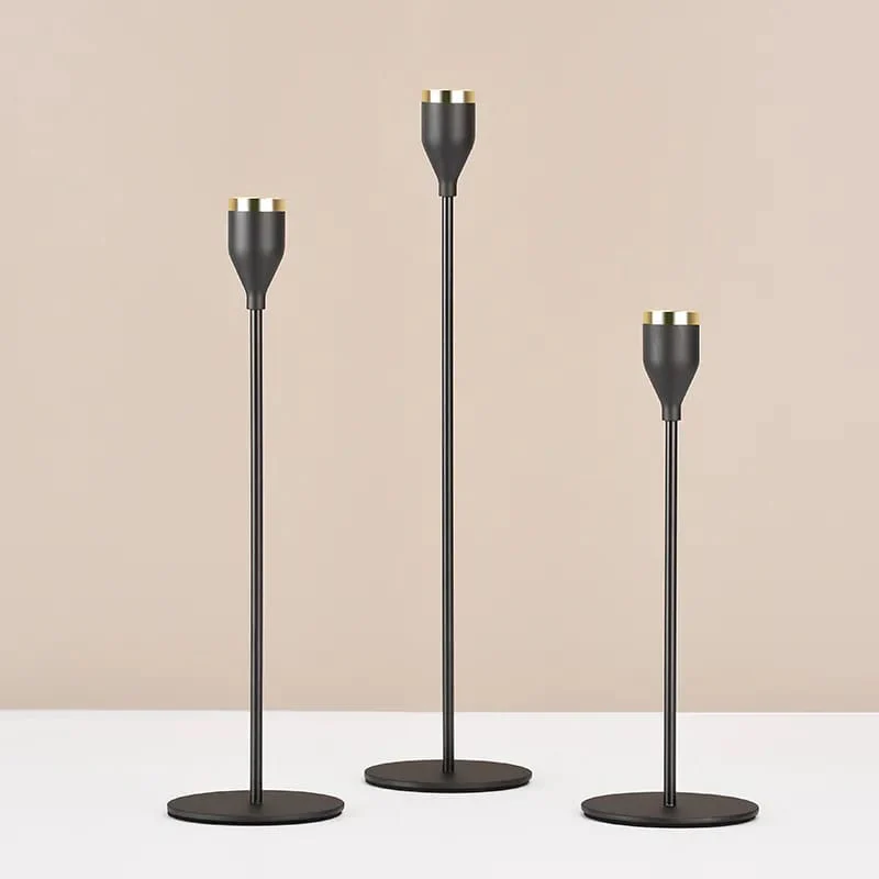 Set of 3 Metal Candle Holder-Black Cups(2102) - Image 7