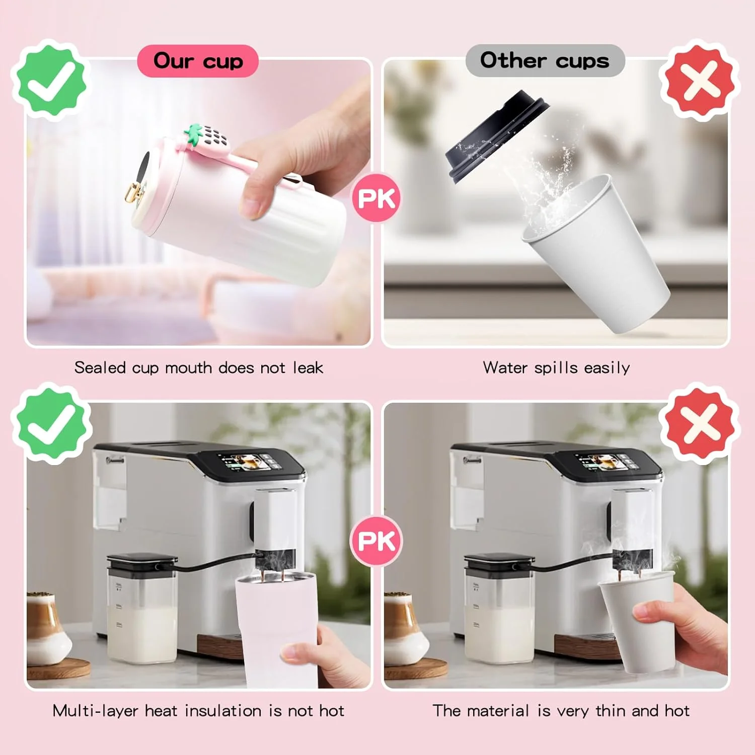 Smart Coffee Thermos With Temperature Display (SA2510-154)Pink - Image 6