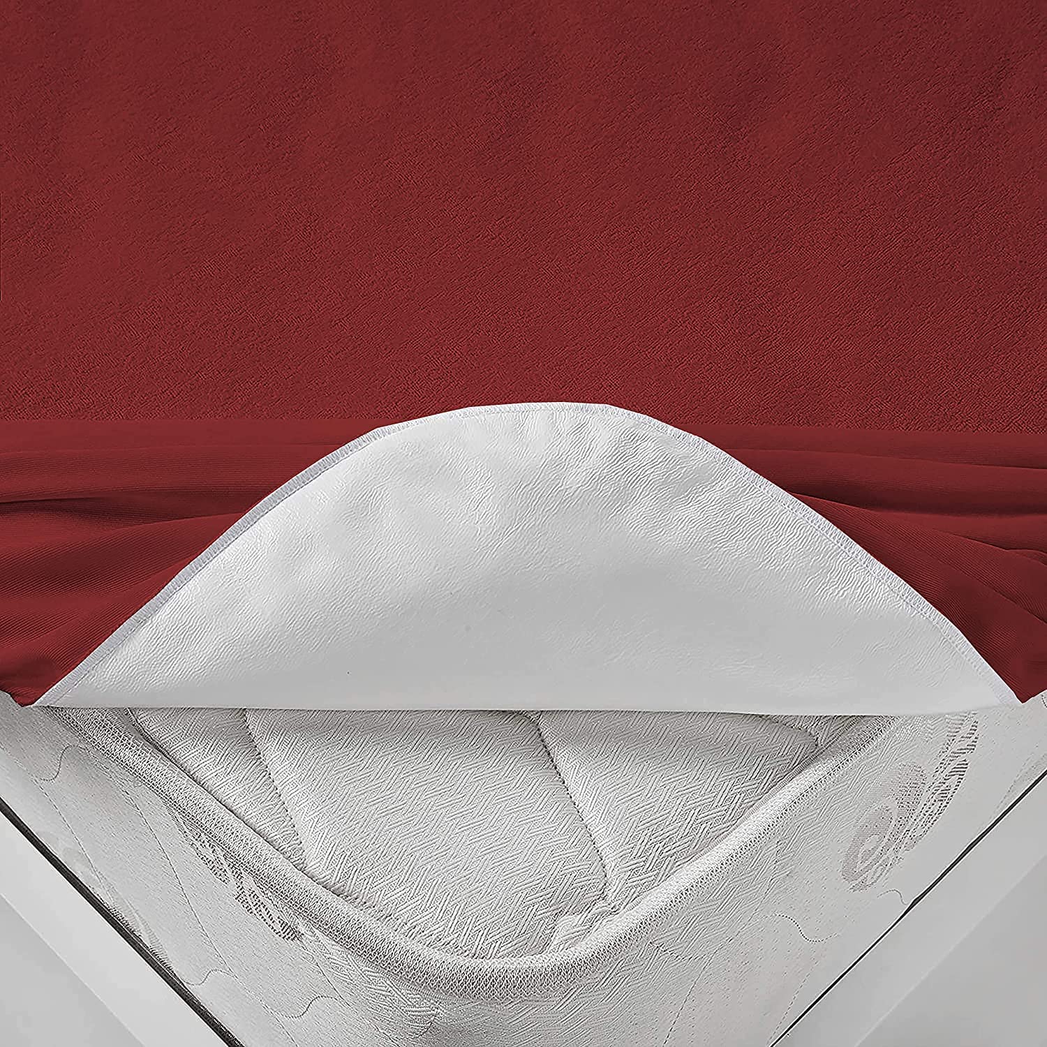 Terry Waterproof Mattress Protector- Maroon - Image 3