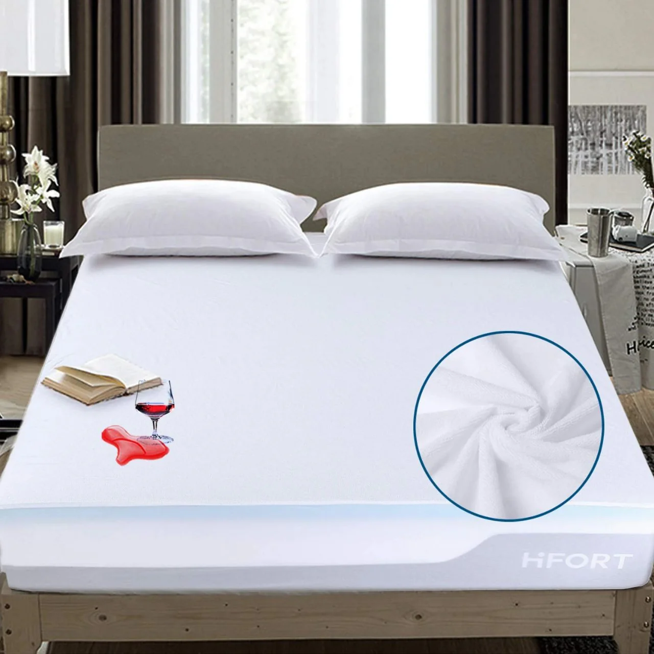 Terry Waterproof Mattress Protector-White - Image 2