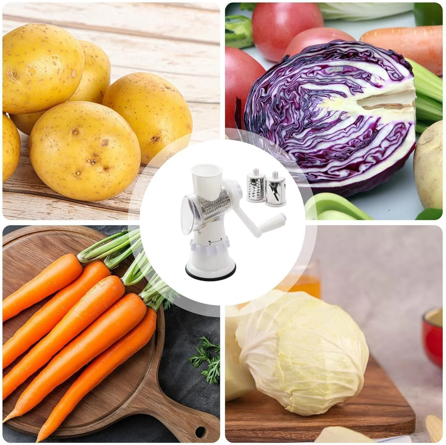 Vegetable Slicer with 3 Interchangeable Blades (SA2510-020)White - Image 3