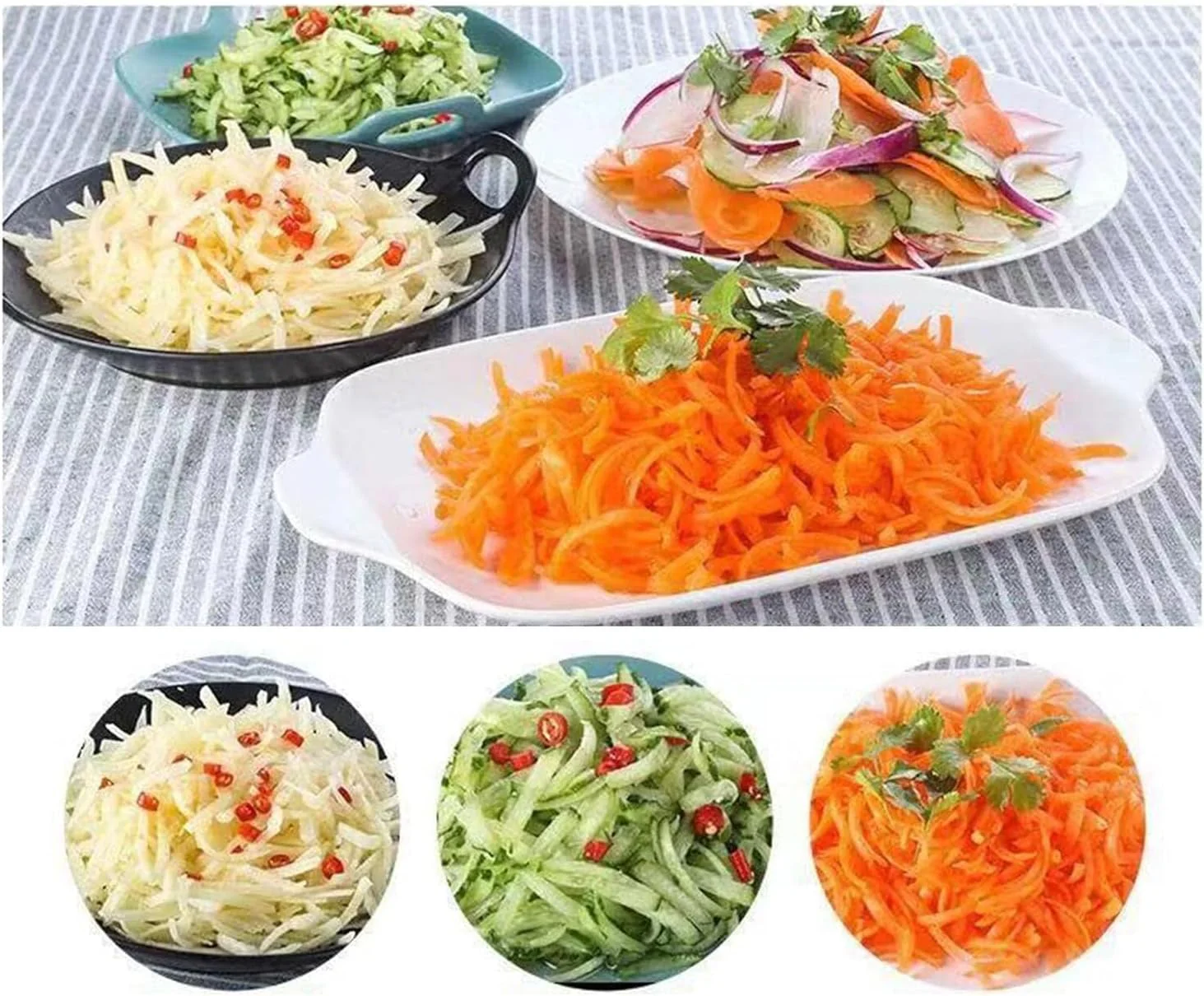 Vegetable Slicer with 3 Interchangeable Blades (SA2510-021)RED - Image 11