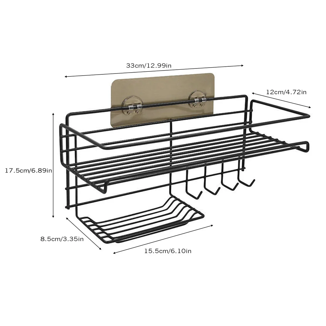 Wall Mounted Shelf With Hooks And Soap(5442) Holder - Image 3