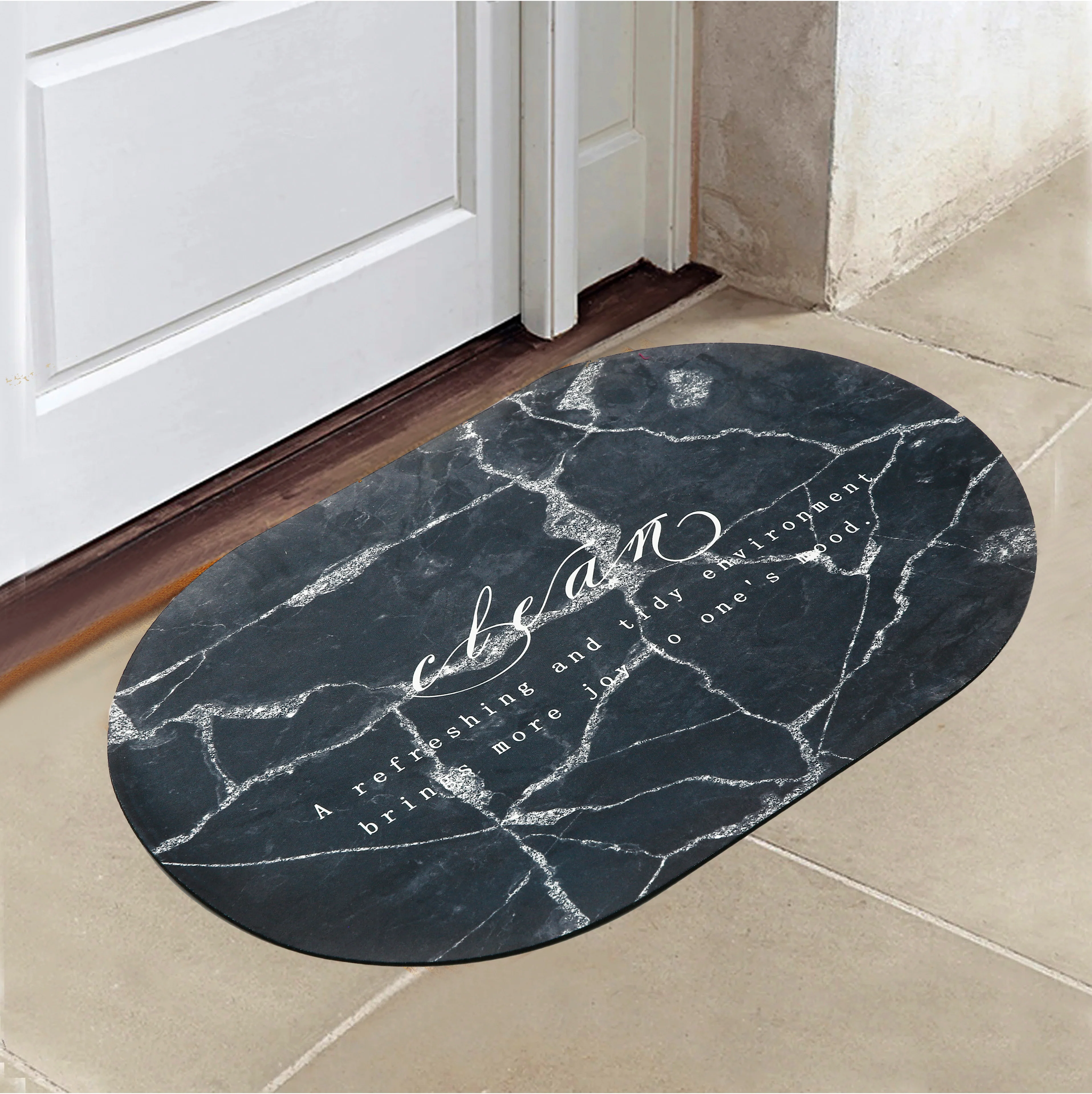Water Absorbent Anti slip Bath mat-Bean(D/Grey)