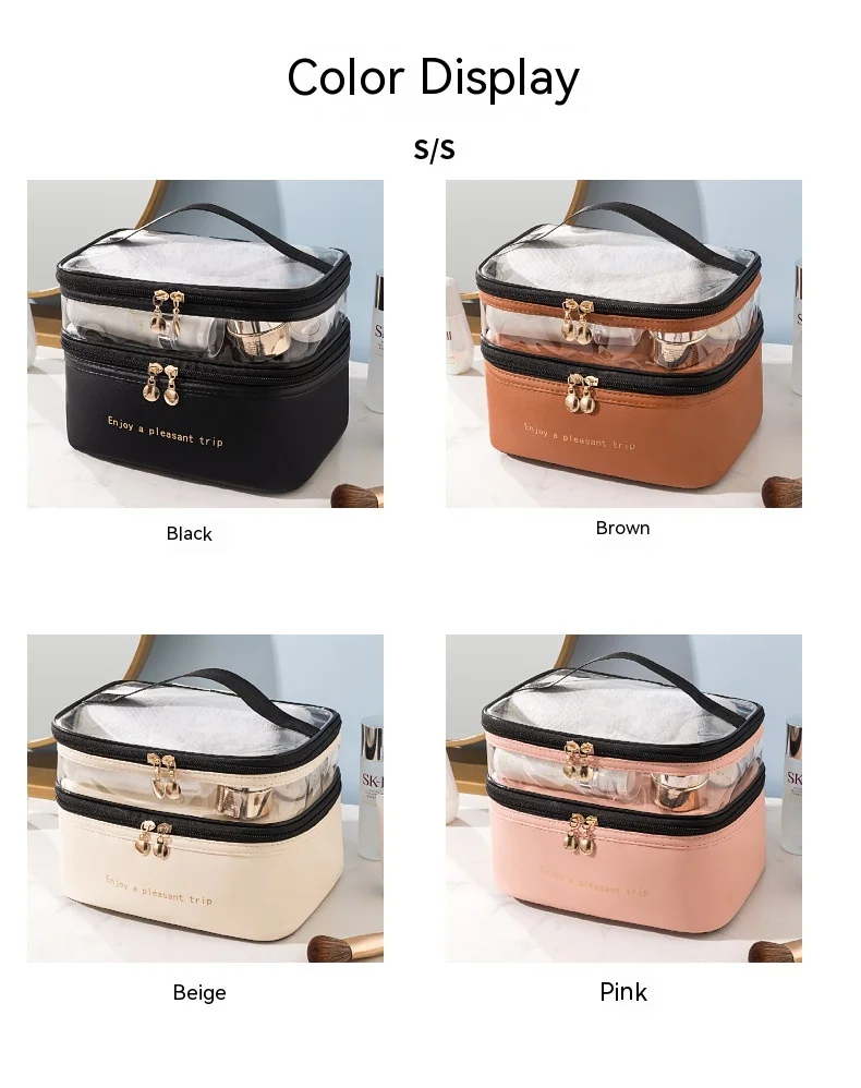 Waterproof Pvc Cosmetic Travel Portable Bag-Pink - Image 3
