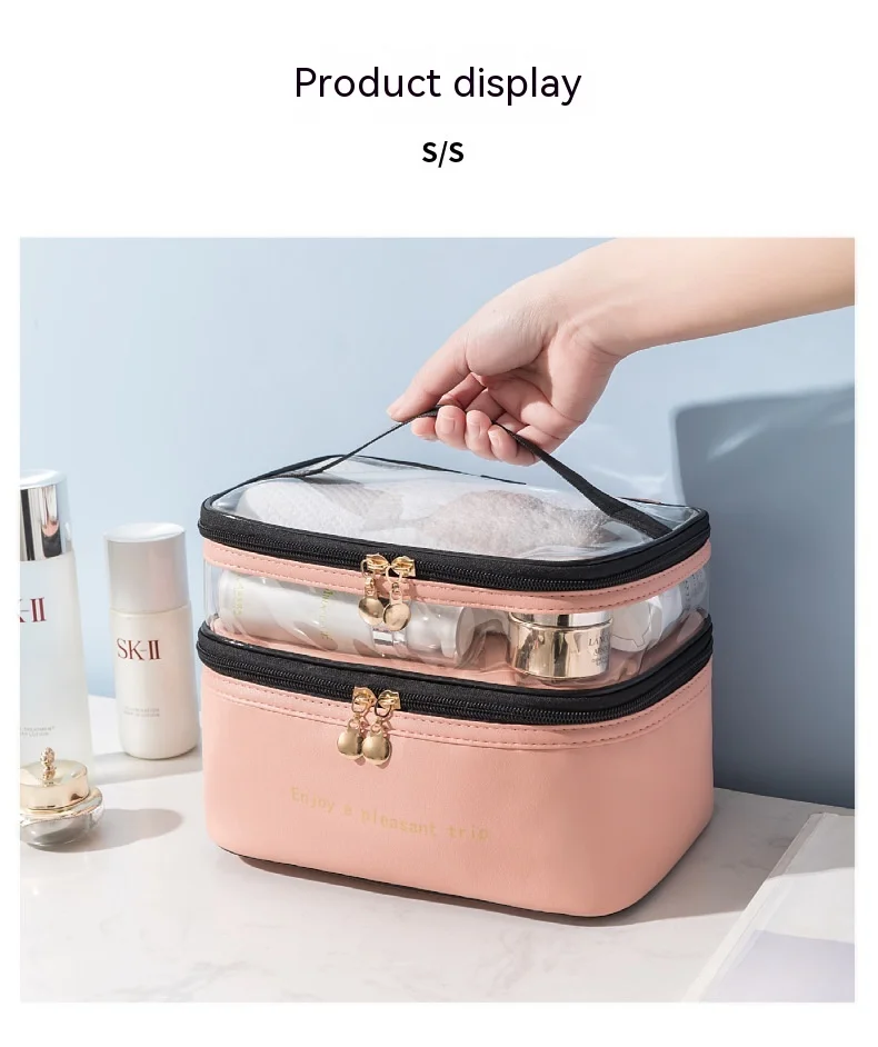 Waterproof Pvc Cosmetic Travel Portable Bag-Pink - Image 5